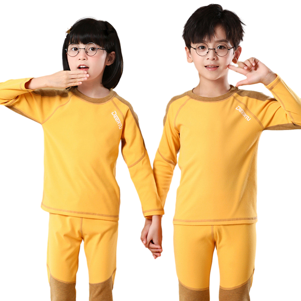 KYAIGUO 2PCS Kids Toddler Winter Thermal Underwear Set Soft Base Layer Ultra Thermal Long Underwear Set Autumn Double Brushed Thermal Top and Pant Set